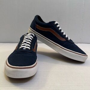 VANS Ward Blue Canvas Low Top Skate Shoes Sneakers